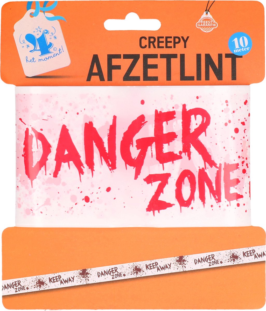 Halloween afzetlint | Danger zone | 10 meter lang | Halloween versiering | Thema feestje | Bloederig lint